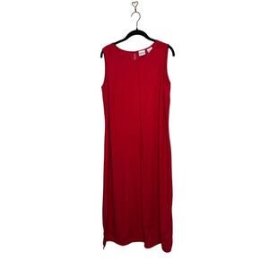 Carolina Colours Linen Blend Red Sleeveless Ankle Length Vintage 90s Dress Sz 14